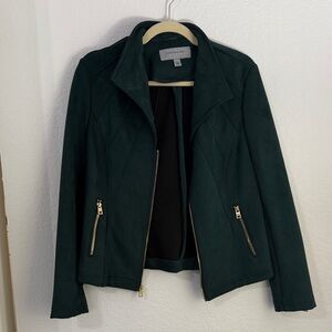 Chic Dark Green Blazer with Gold Zipper by Banana Republic